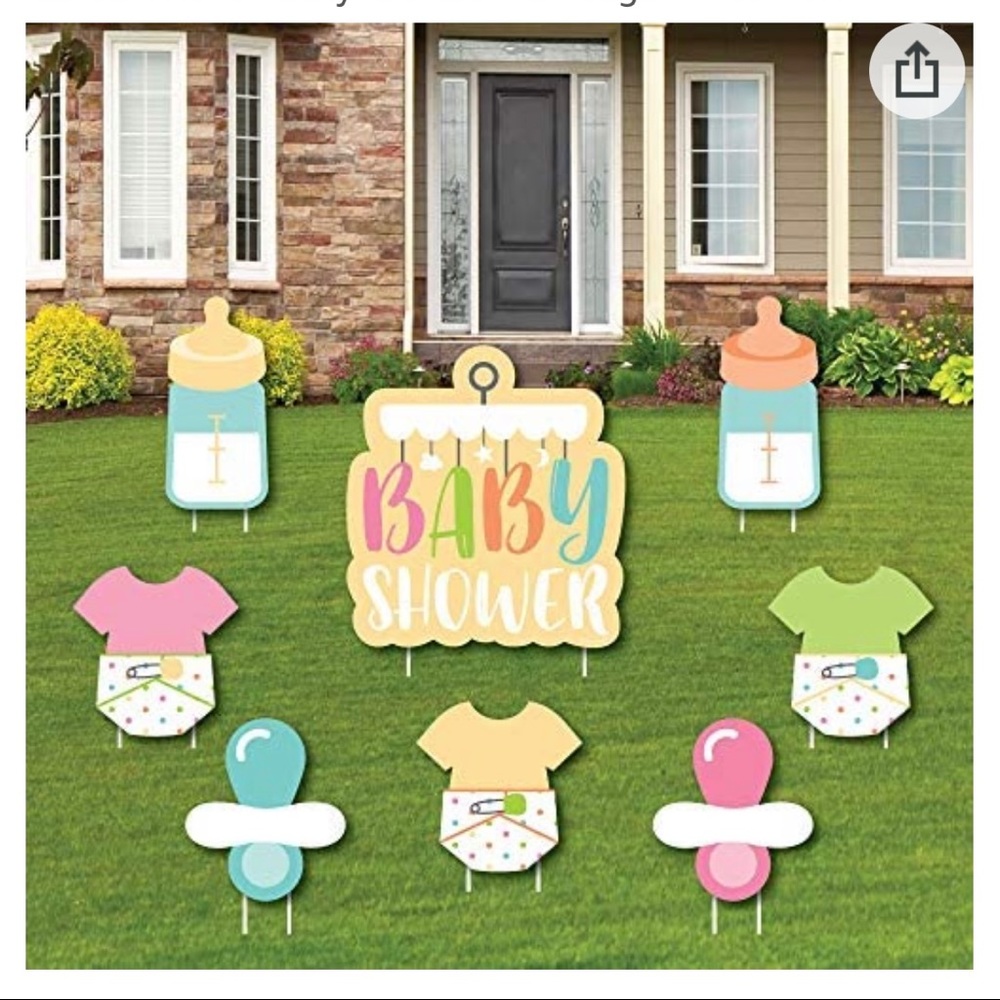 Baby Shower Yard Signs, Pastel Balloons & Ribbon